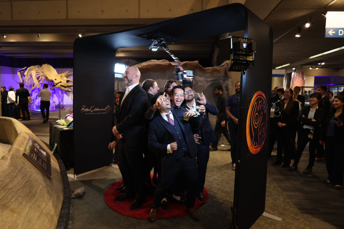 Overhead 360 Slow-Motion Booth rental at a Manhattan event